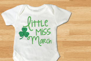 Little Miss March Clover Applique