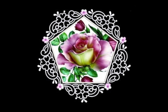 Pink White Satin Applique Quilt Block