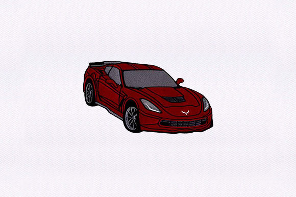 Red Sports Car Embroidery Design
